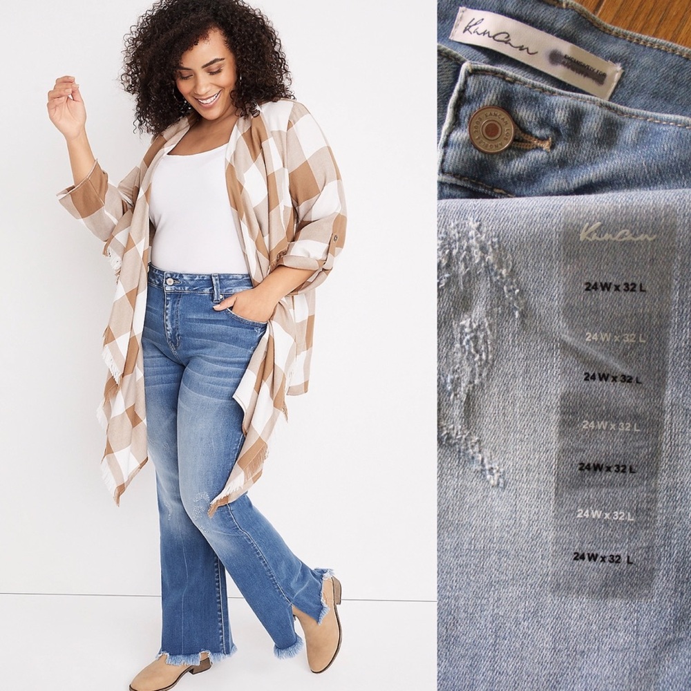 KanCan NWT Plus Size Bootcut High Rise Raw Hem Fringe Jeans 24